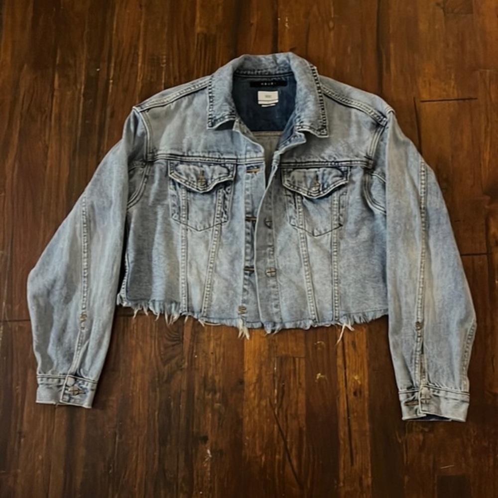 Ksubi Womens Raw Hem Cropped Vintage Denim Jacket